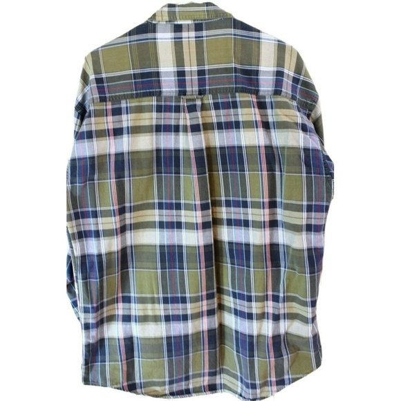 Chaps Ralph Lauren Plaid Shirt Blue Green Long Sleeve Button Front Large Cotton - Picture 6 of 10